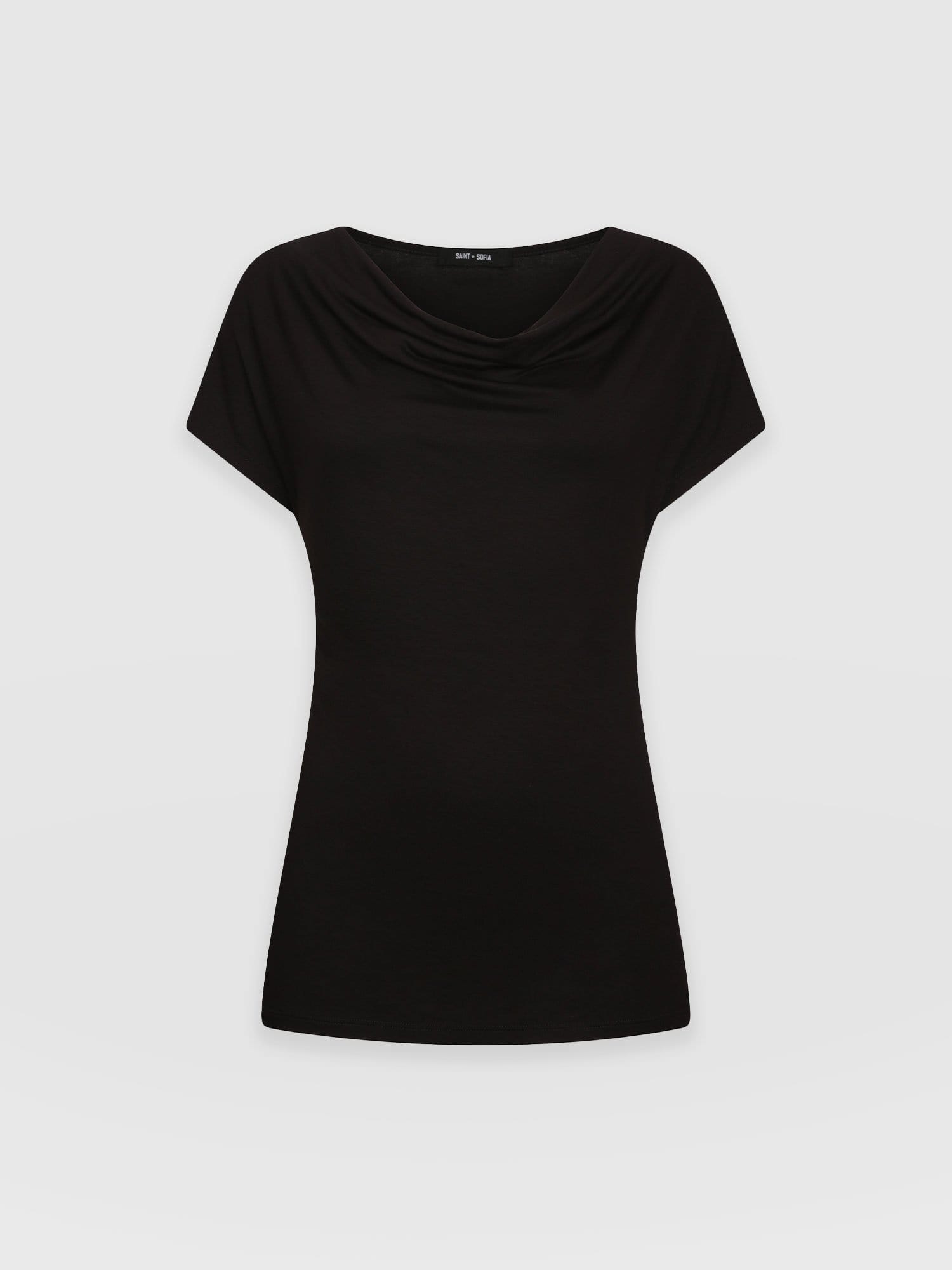Cowl Neck Tee Black - Women's T-Shirts | Saint + Sofia® USA